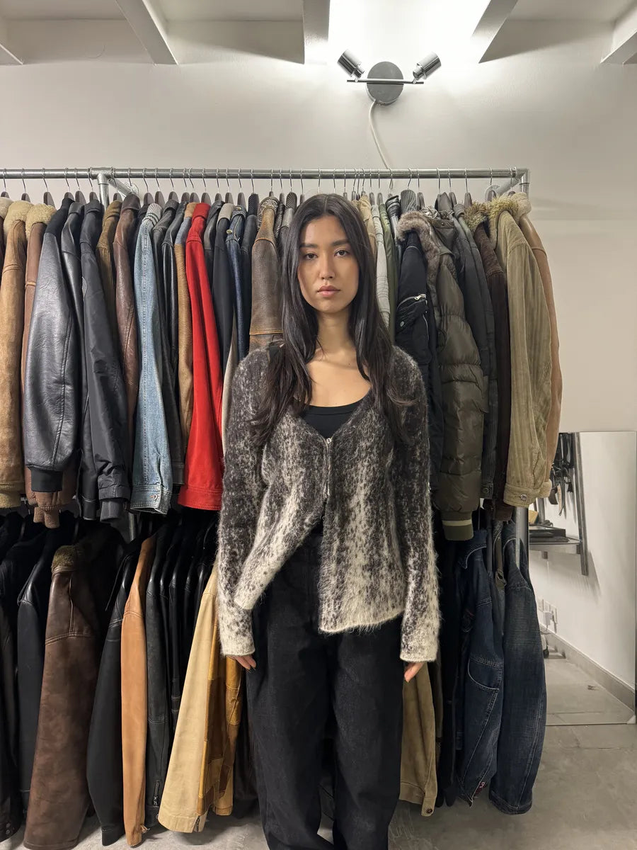 2000s Roberto Cavalli Wool & Mohair Grey Gradient Cardigan (XS) 1