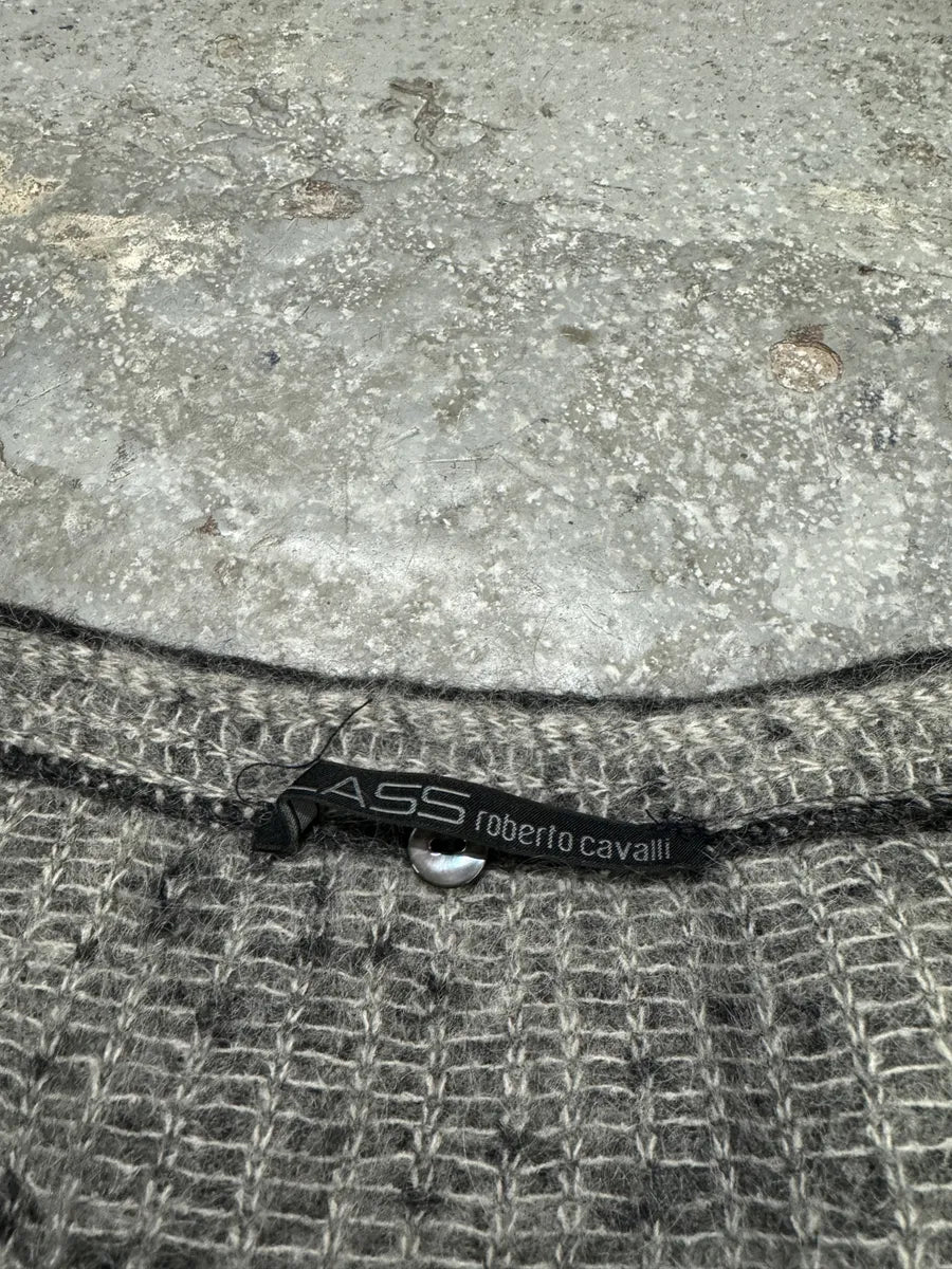 2000s Roberto Cavalli Wool & Mohair Grey Gradient Cardigan (XS) 5