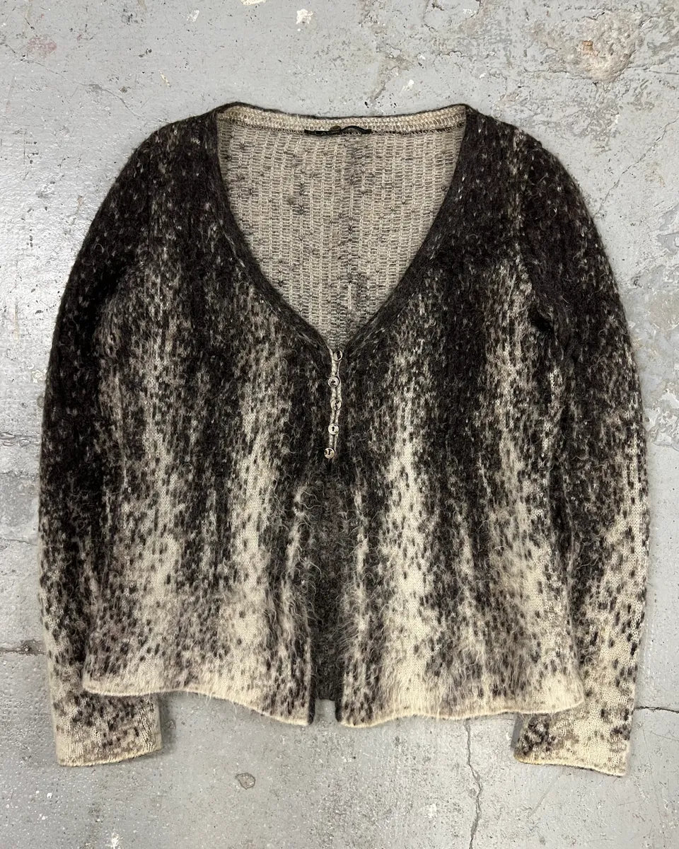 2000s Roberto Cavalli Wool & Mohair Grey Gradient Cardigan (XXS) 0