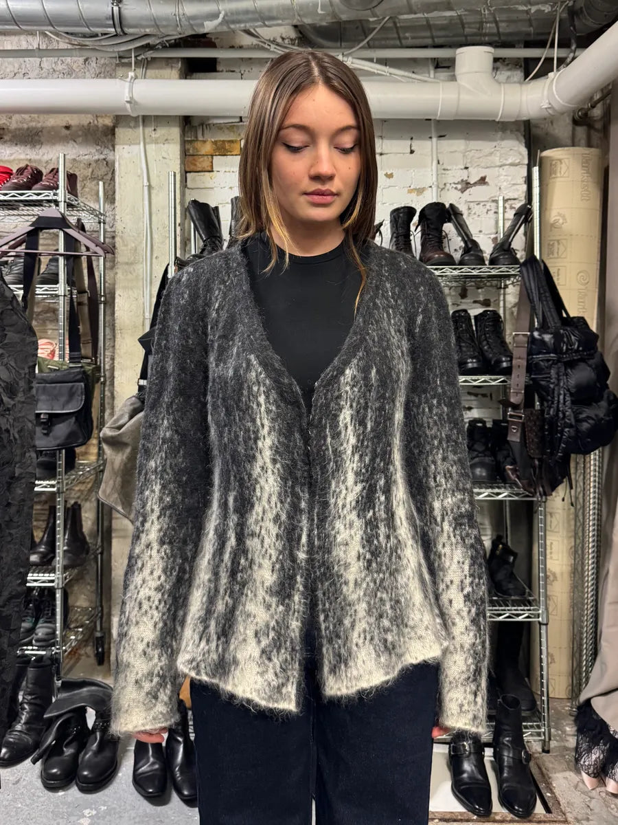 2000s Roberto Cavalli Wool & Mohair Grey Gradient Cardigan (XXS) 1