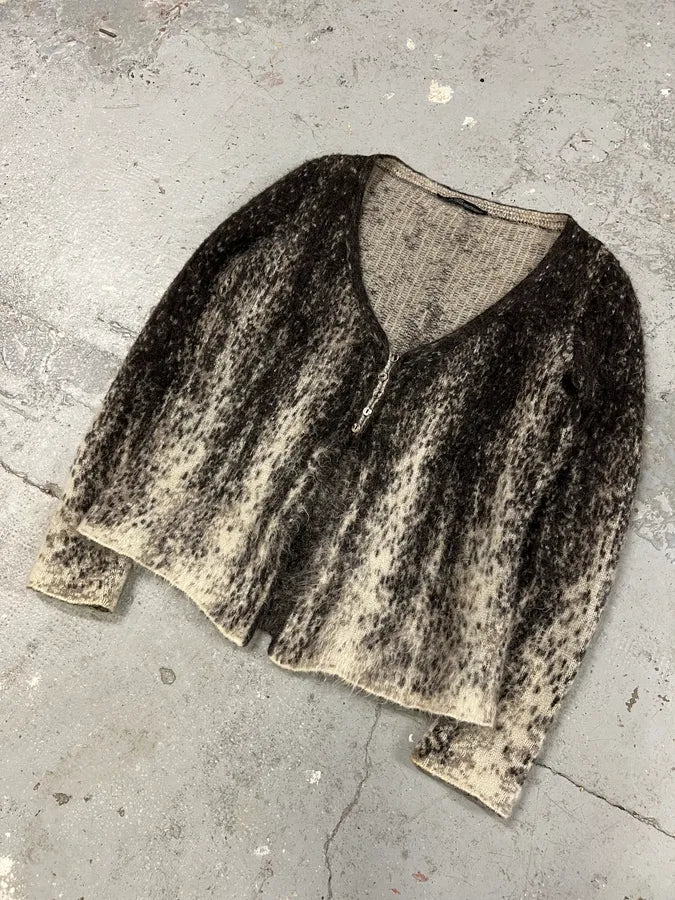 2000s Roberto Cavalli Wool & Mohair Grey Gradient Cardigan (XXS) 3