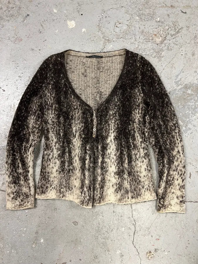 2000s Roberto Cavalli Wool & Mohair Grey Gradient Cardigan (XXS) 5