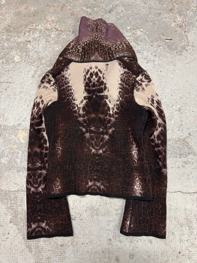 2000s Roberto Cavalli Wool Abstract Leopard Pattern Skirt & Jacket Set (S) YxdvFpd 13