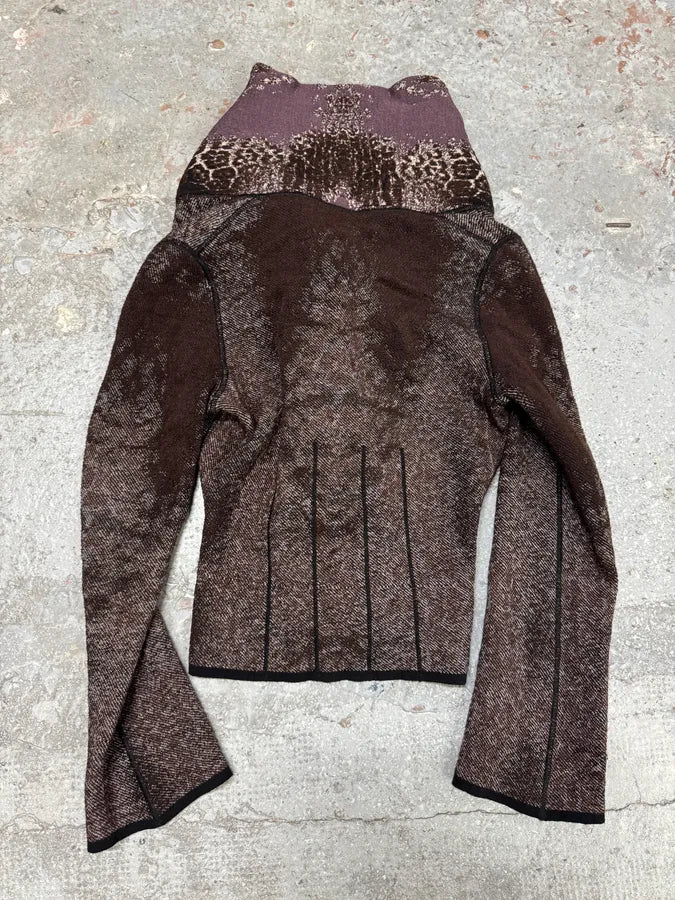 2000s Roberto Cavalli Wool Abstract Leopard Pattern Skirt & Jacket Set (S) YxdvFpd 10