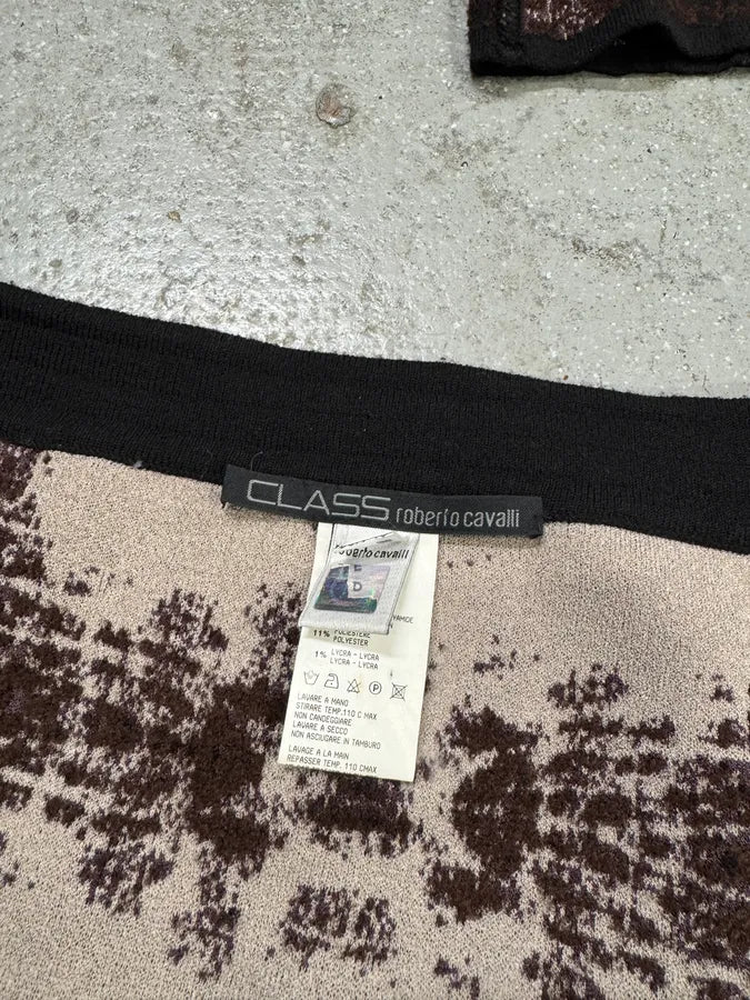 2000s Roberto Cavalli Wool Abstract Leopard Pattern Skirt & Jacket Set (S) YxdvFpd 11