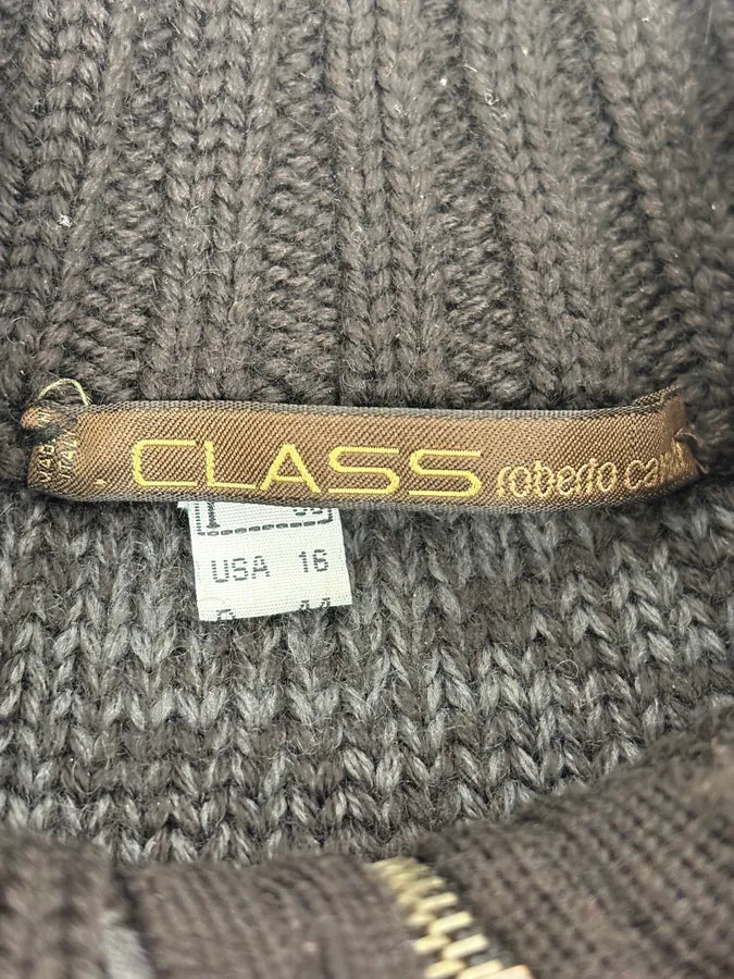 2000s Roberto Cavalli Wool Brown & Grey Signature Zip-up Sweater uYllkxA 9
