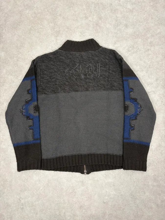2000s Roberto Cavalli Wool Brown & Grey Signature Zip-up Sweater uYllkxA 5
