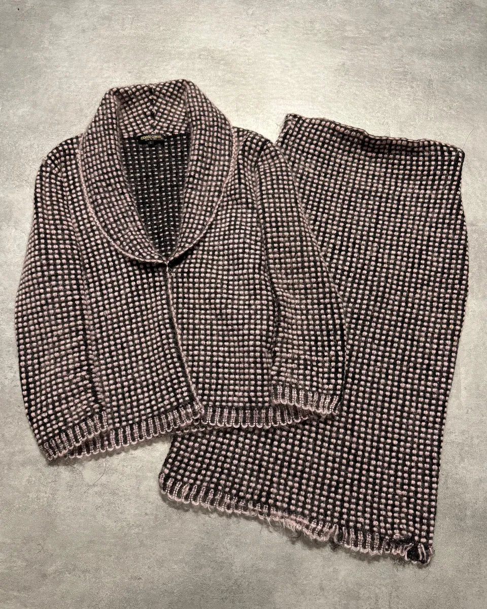 2000s Roberto Cavalli Wool Cardigan & Skirt Set (L) 0