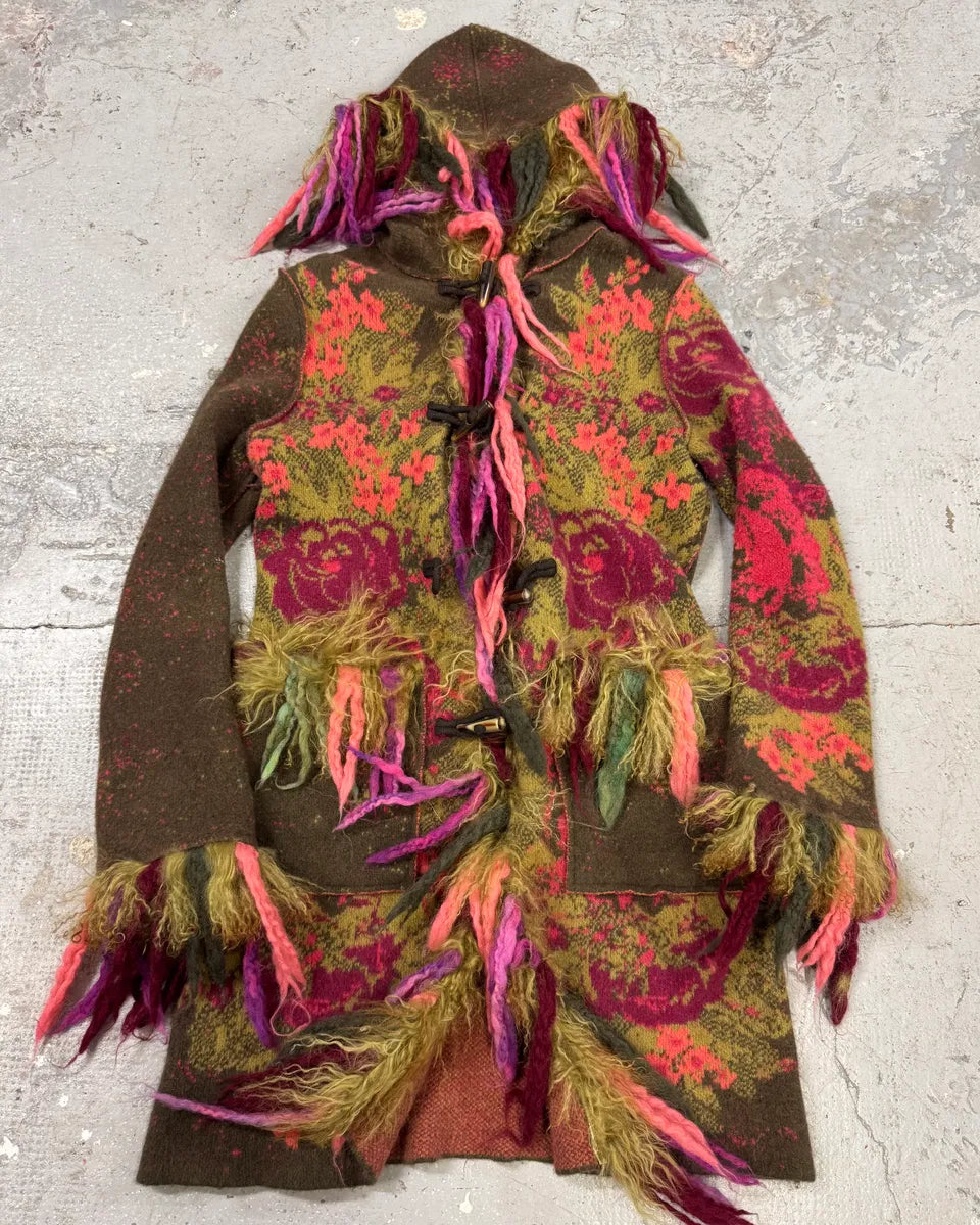 2000s Roberto Cavalli Wool Flower Multicolor Jacket (XS) 0