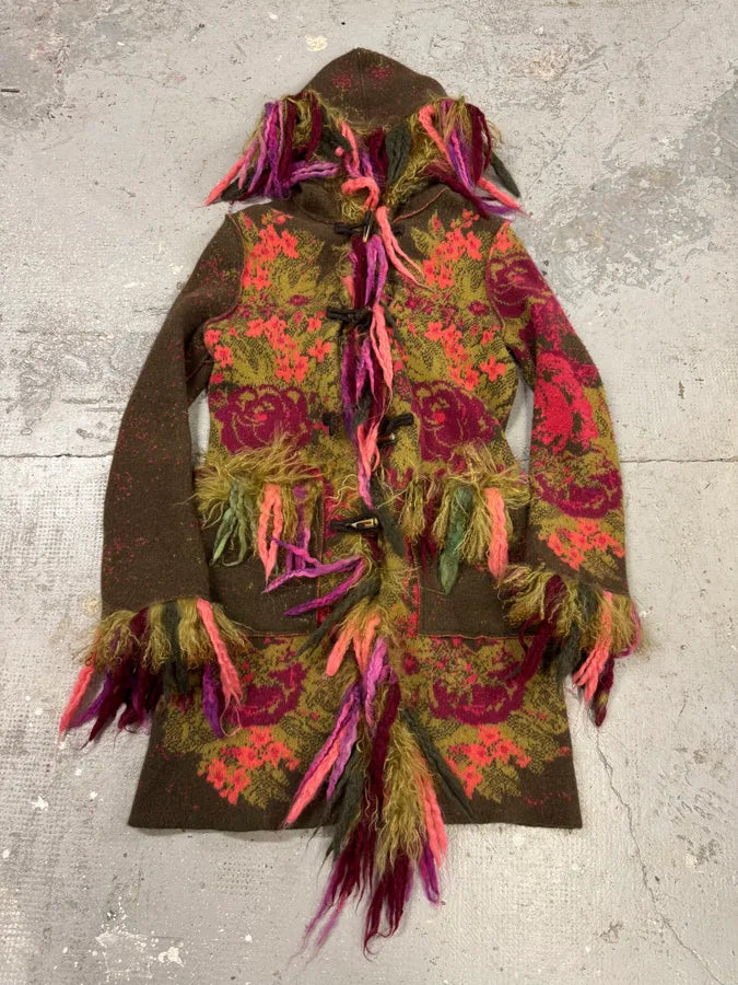 2000s Roberto Cavalli Wool Flower Multicolor Jacket (XS) 4