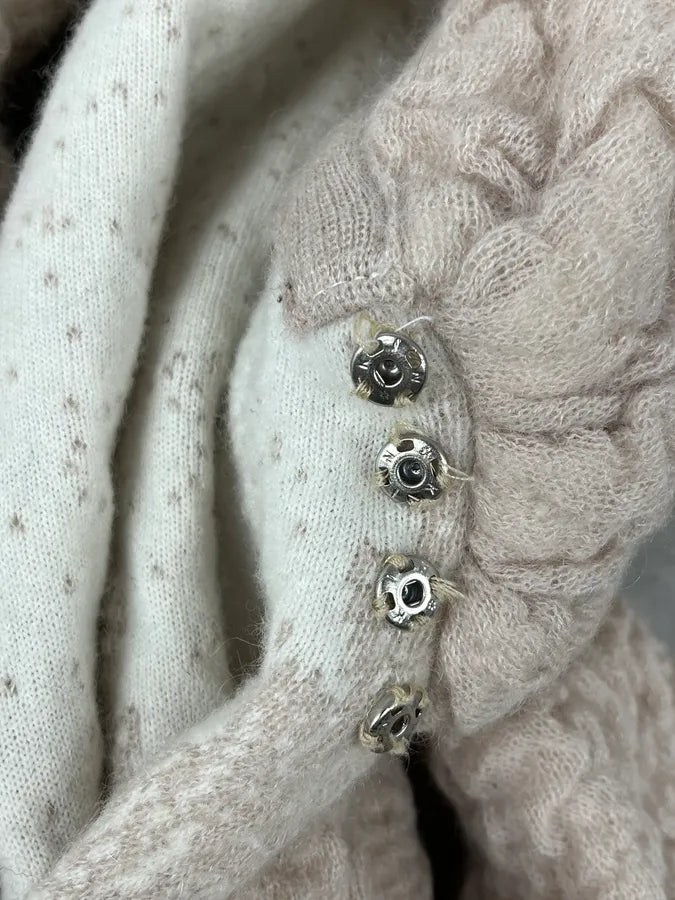 2000s Roberto Cavalli Wrinkled Texture Beige Long Cardigan Wrist Fur Jacket pgPktGn 10