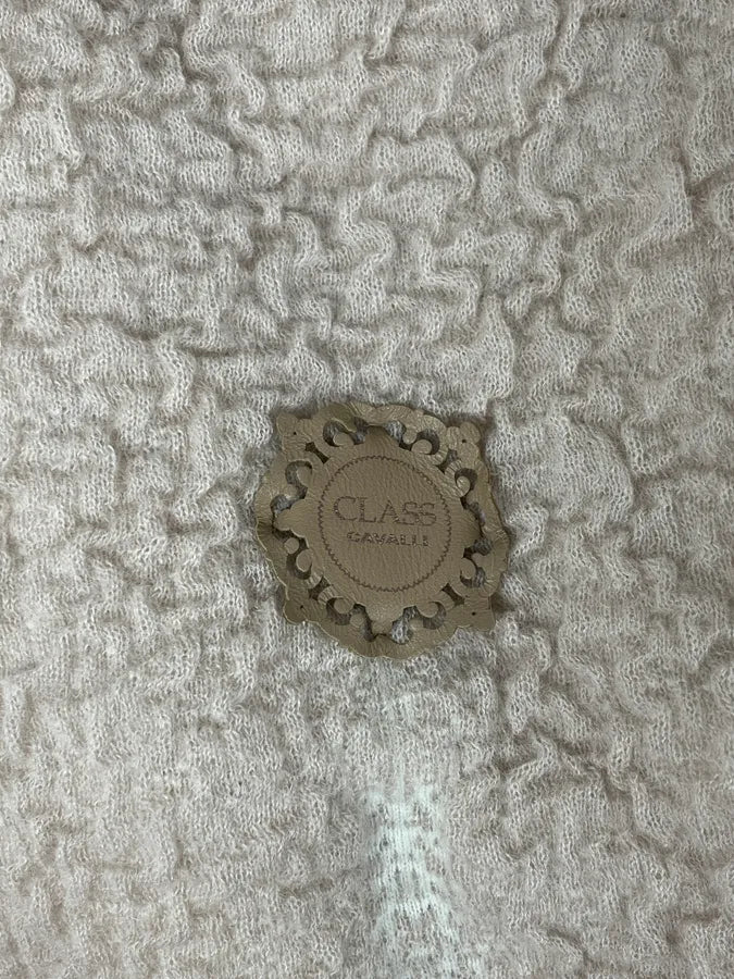 2000s Roberto Cavalli Wrinkled Texture Beige Long Cardigan Wrist Fur Jacket pgPktGn 9