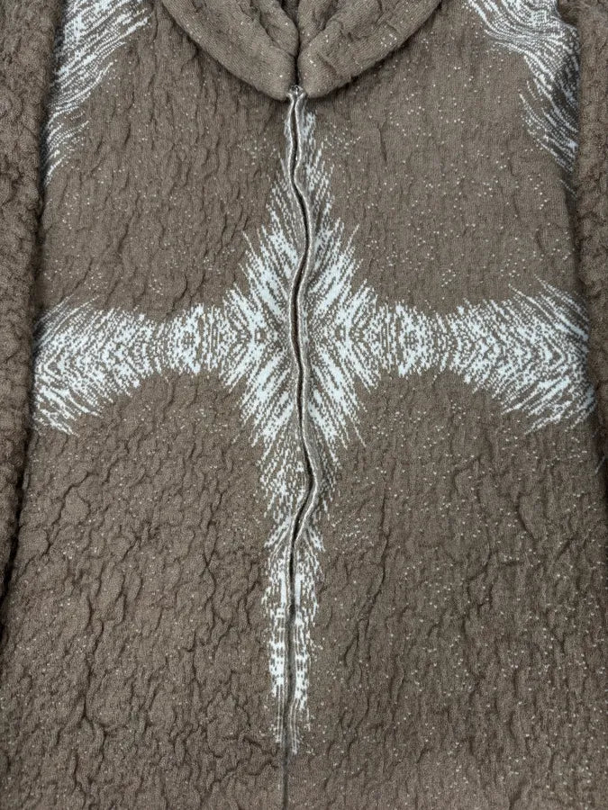 2000s Roberto Cavalli Wrinkled Texture Beige Wrist Fur Long Jacket KjFhyyk 10