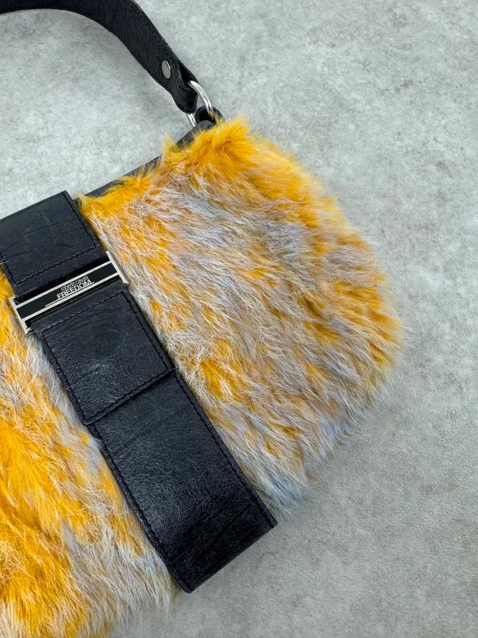 2000s Roberto Cavalli Yellow Fur Leather Handle Bag ulGnYwz 3