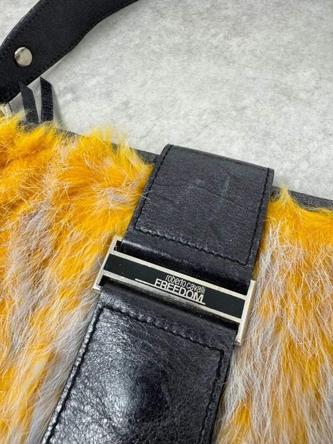 2000s Roberto Cavalli Yellow Fur Leather Handle Bag ulGnYwz 4