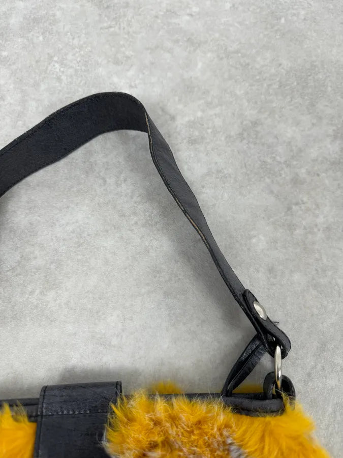 2000s Roberto Cavalli Yellow Fur Leather Handle Bag ulGnYwz 6