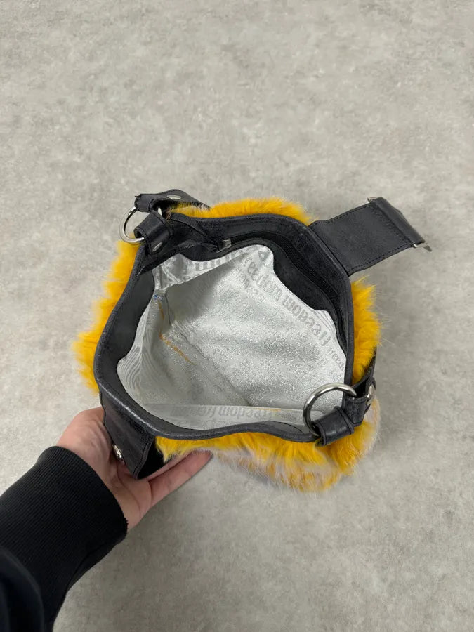 2000s Roberto Cavalli Yellow Fur Leather Handle Bag ulGnYwz 8