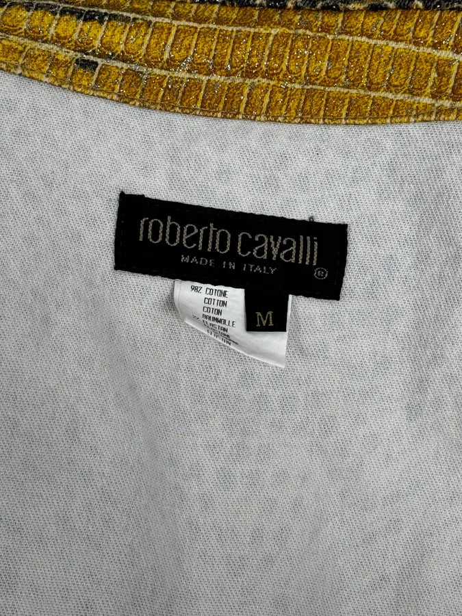 2000s Roberto Cavalli Yellow Snakeskin Effect Bees Yellow Jacket & Skirt Set plNWhjV 20