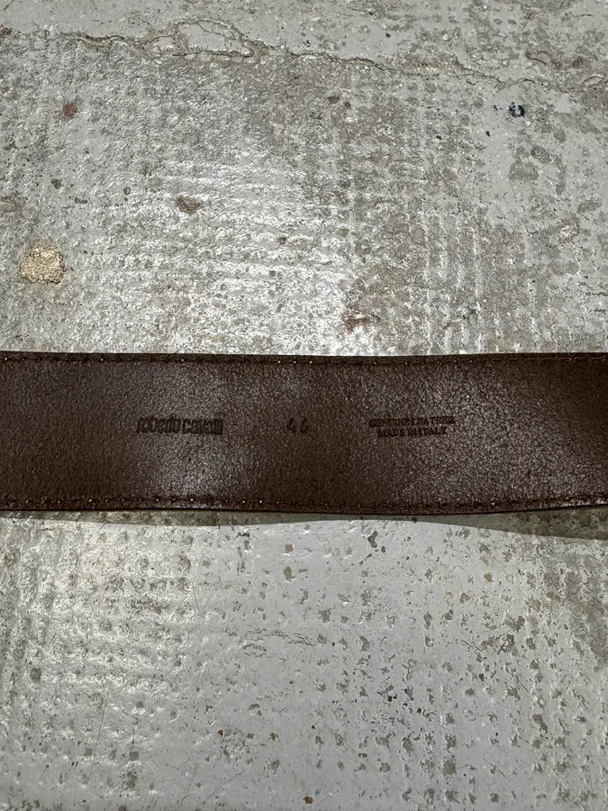 2000s Roberto Cavalli Yellow Suede Leather Embellished Buckle Belt WNtogbs 8