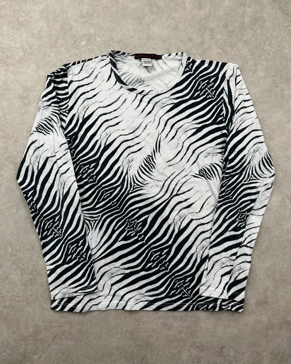 2000s Roberto Cavalli Zebra Black & White Longsleeve EKcEUMv 0