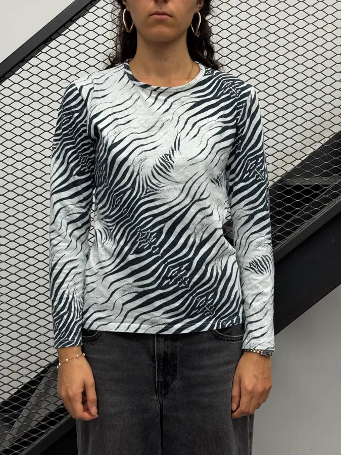2000s Roberto Cavalli Zebra Black & White Longsleeve EKcEUMv 1