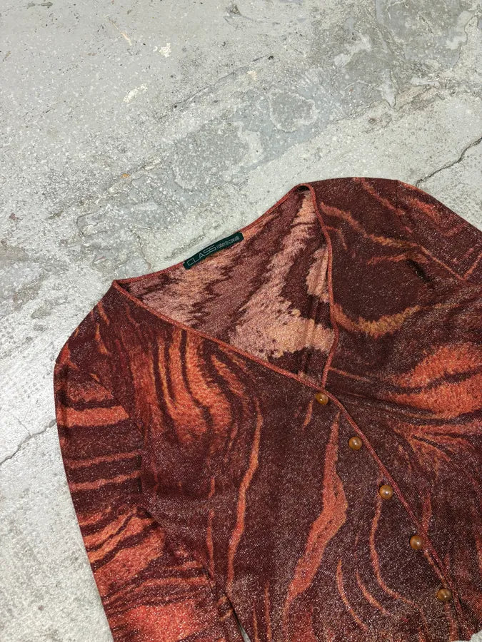 2000s Roberto Cavalli Zebra Dark Obscure Red Cardigan mpDqwYB 2