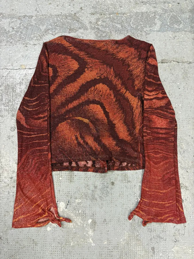 2000s Roberto Cavalli Zebra Dark Obscure Red Cardigan mpDqwYB 3