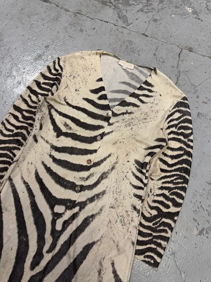 2000s Roberto Cavalli Zebra Marble Cardigan uRypUEW 2