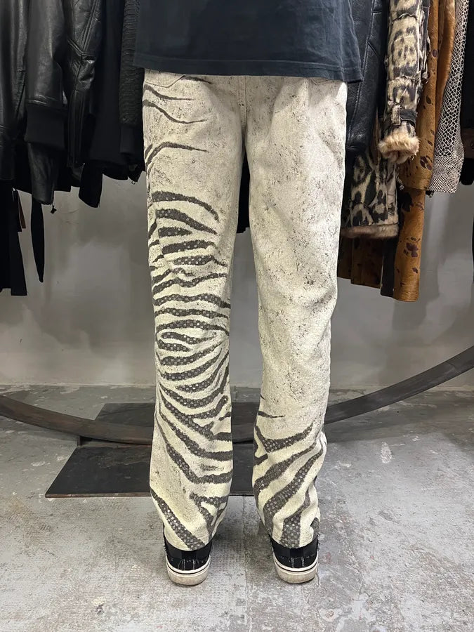 2000s Roberto Cavalli Zebra Marble Pants (S) QheGtpy 4