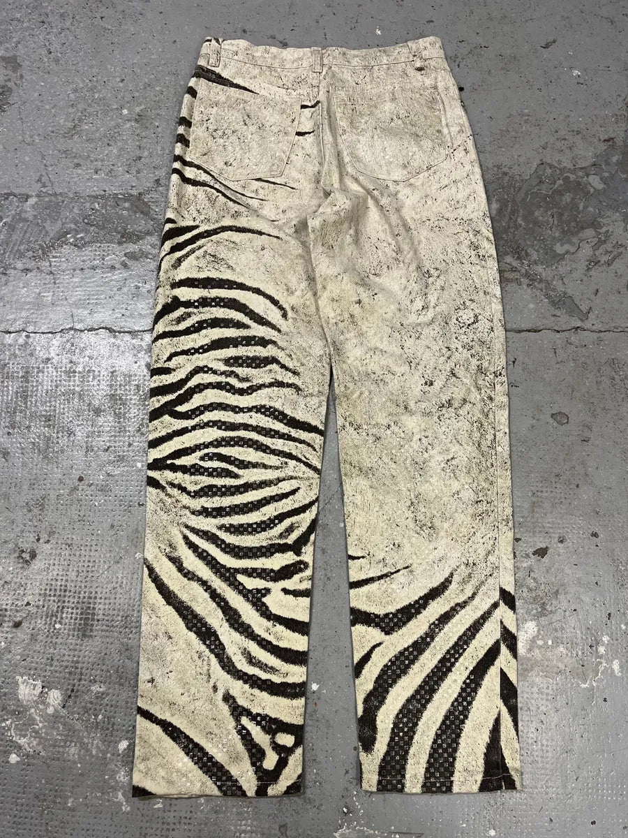 2000s Roberto Cavalli Zebra Marble Pants (S) QheGtpy 7
