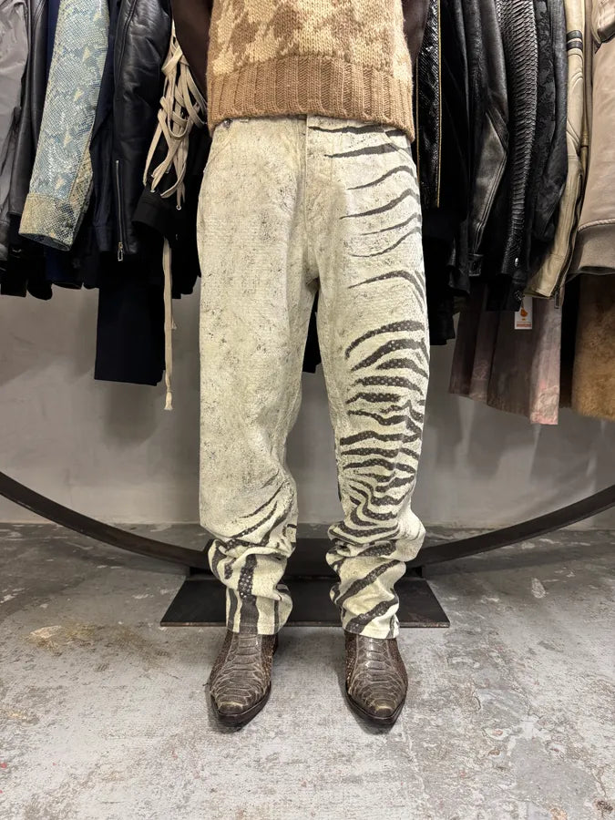 2000s Roberto Cavalli Zebra Marble White Pants wGAwLLk 2