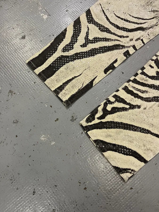 2000s Roberto Cavalli Zebra Marble White Pants wGAwLLk 6