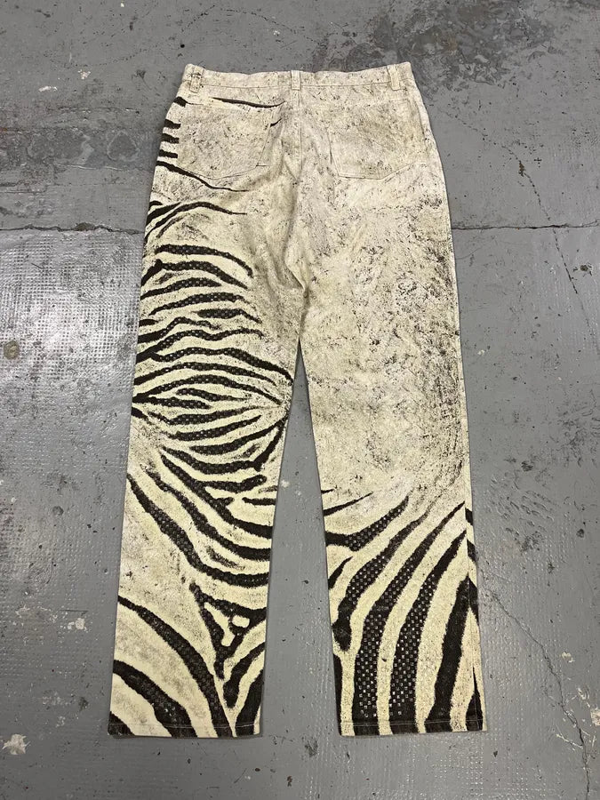 2000s Roberto Cavalli Zebra Marble White Pants wGAwLLk 7