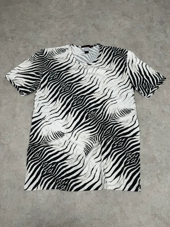 2000s Roberto Cavalli Zebra Savage White T-shirt gRlJTUM 0