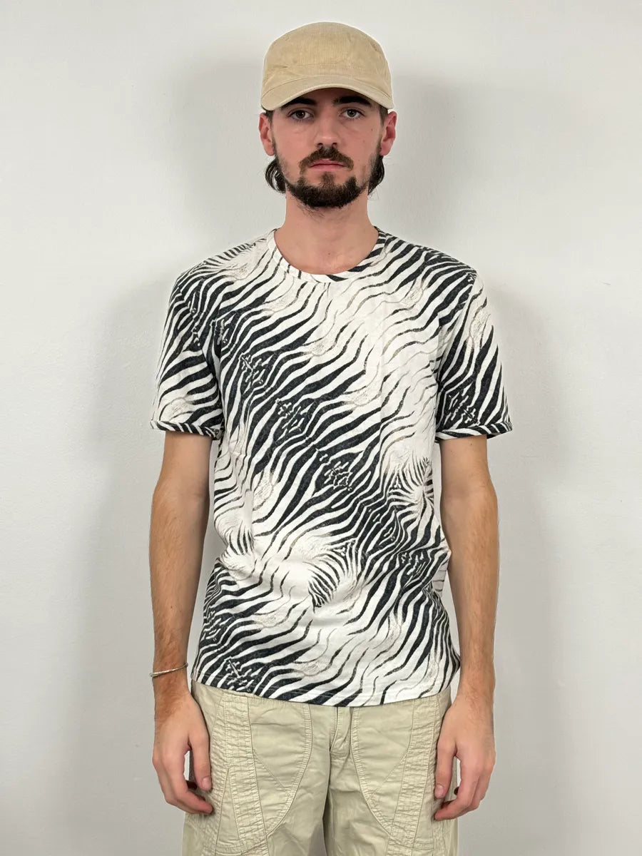 2000s Roberto Cavalli Zebra Savage White T-shirt gRlJTUM 1