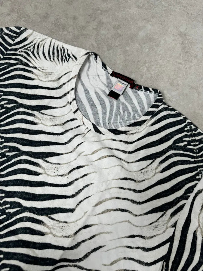 2000s Roberto Cavalli Zebra Savage White T-shirt gRlJTUM 3