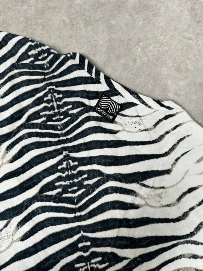 2000s Roberto Cavalli Zebra Savage White T-shirt gRlJTUM 5