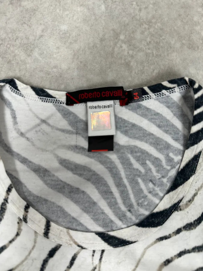 2000s Roberto Cavalli Zebra Savage White T-shirt gRlJTUM 6