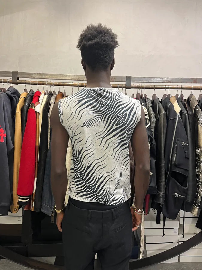2000s Roberto Cavalli Zebra Black & White Tank Top NDupXdn 2