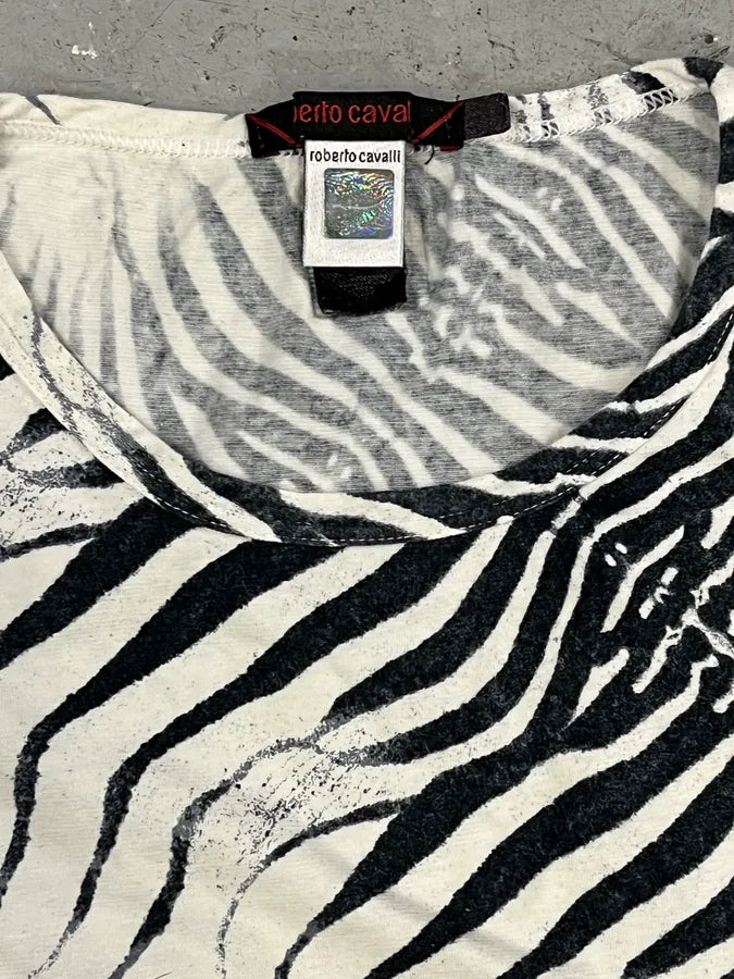 2000s Roberto Cavalli Zebra Black & White Tank Top NDupXdn 5