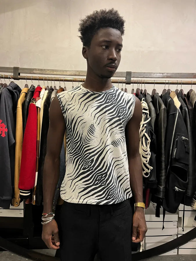 2000s Roberto Cavalli Zebra Black & White Tank Top NDupXdn 0