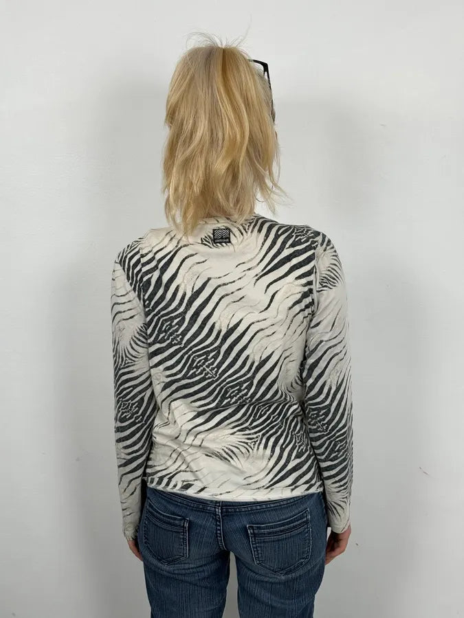 2000s Roberto Cavalli Zebra White Longsleeves LxjvDZp 2