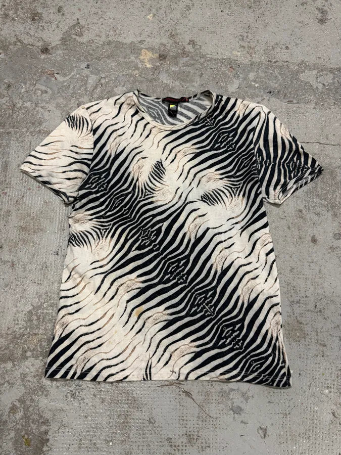 2000s Roberto Cavalli Zebra White T-Shirt qAquDsa 0