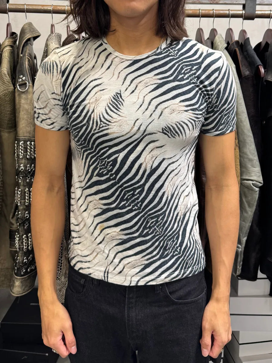 2000s Roberto Cavalli Zebra White T-Shirt qAquDsa 1