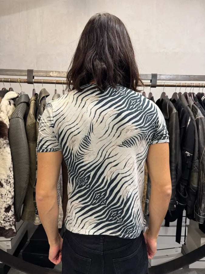 2000s Roberto Cavalli Zebra White T-Shirt qAquDsa 2