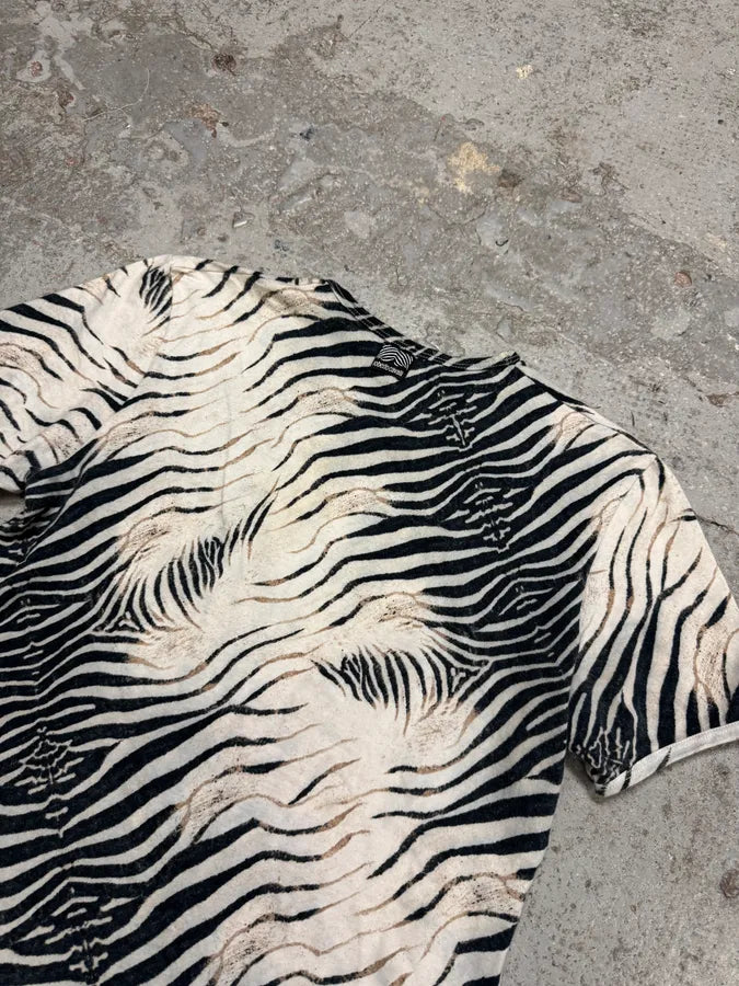 2000s Roberto Cavalli Zebra White T-Shirt qAquDsa 4
