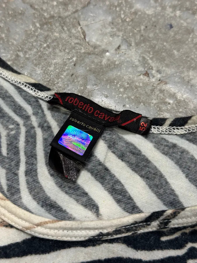 2000s Roberto Cavalli Zebra White T-Shirt qAquDsa 5