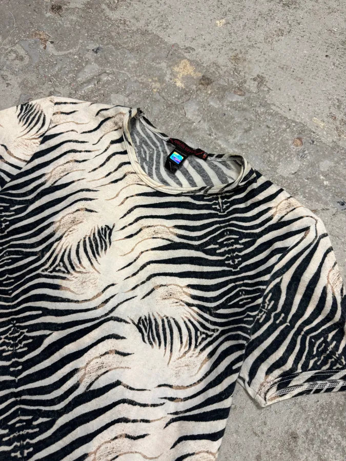 2000s Roberto Cavalli Zebra White T-Shirt qAquDsa 6