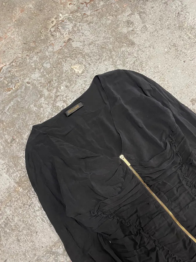 2000s Roberto Cavalli Zip Soft Black Longsleeves Top (M/L) CeuNHJQ 4