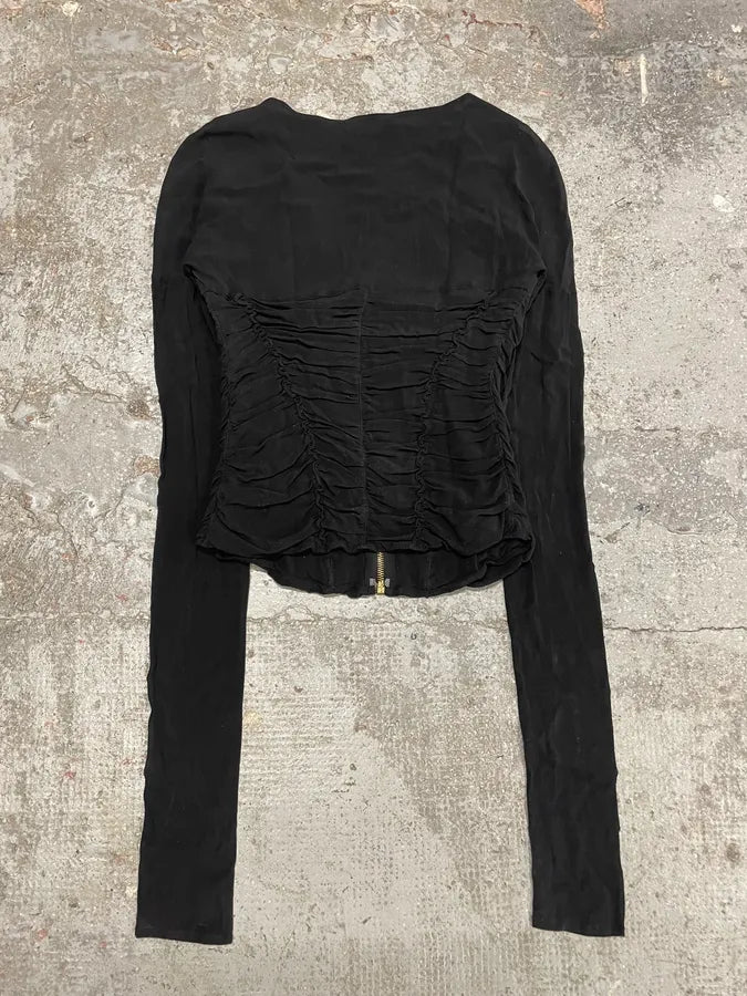 2000s Roberto Cavalli Zip Soft Black Longsleeves Top (M/L) CeuNHJQ 5